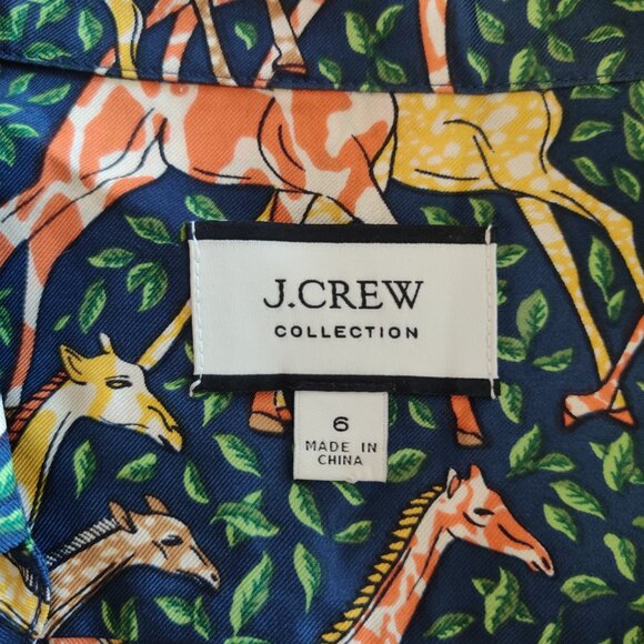 EUC J Crew Collection Silk Giraffe Print Matching Cropped Pants & Shirt Set 6 S - Picture 12 of 15